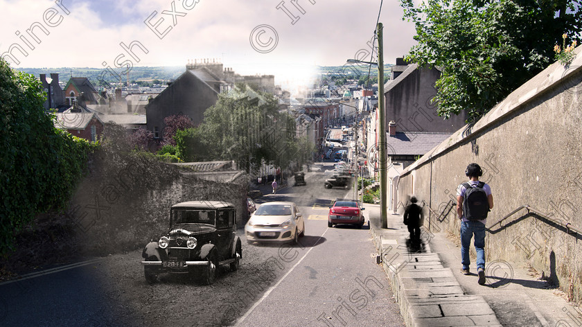 Patrick s-Hill 
 Peugeot motor car trial going up St. Patrick's Hill, Cork 20/08/1932 and how the hill looks in 2016