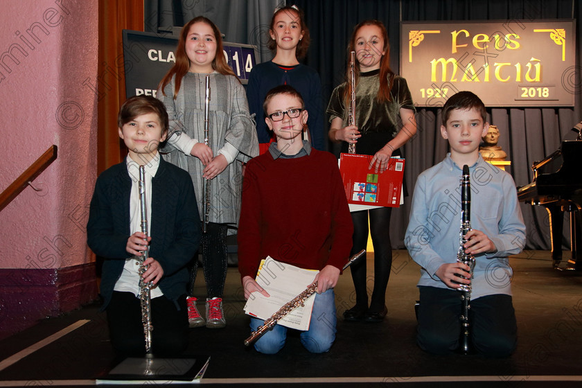 Feis30012018Tueo20 
 20
Performers; Dominic Geslers, Sam O’Riordan, Robert O’Halloran, Emily Lewis, Aoife Connolly and Sophie Noctor.
 EEjob 30/01/2018 
Feis Maitiú 92nd Festival held in Fr. Matthew Hall 
Picture: Gerard Bonus

Instrumental Music. 
Class: 214: “The Casey Perpetual Cup” Woodwind Solo12 years and Under.