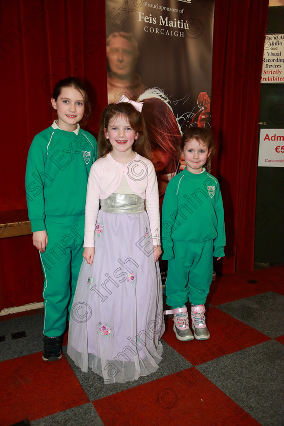 Feis0402109Mon04 
 4
Performer Neasa Randles from Waterfall with her sisters Sadhbh and Fiadh.

Class: 242: Violin Solo 8 Years and Under (a) Carse–Petite Reverie (Classical Carse Bk.1) (b) Contrasting piece not to exceed 2 minutes.

Feis Maitiú 93rd Festival held in Fr. Matthew Hall. EEjob 04/02/2019. Picture: Gerard Bonus