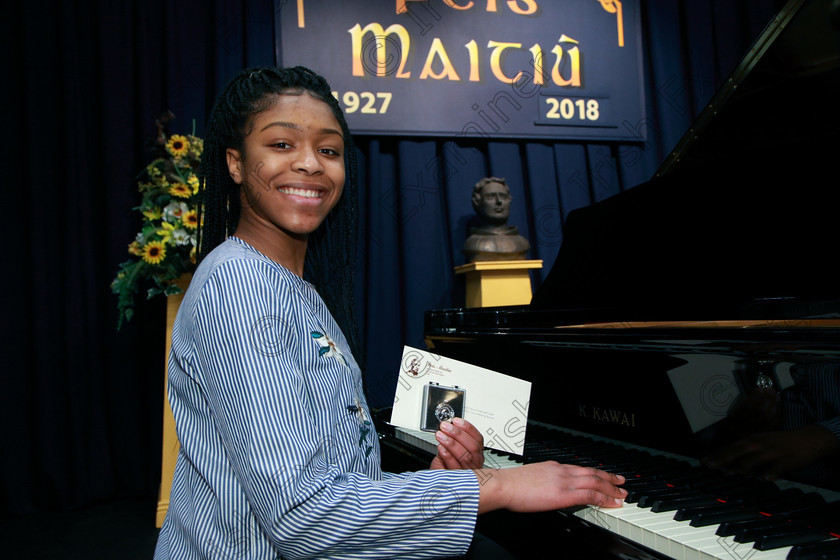 Feis31012018Wed13 
 13
Silver Medallist, Diamond Nzekwe from Knocknaheeny.
 Class: 164: Piano Solo 14 years and under. Feis Maitiú 92nd Festival held in Fr. Matthew Hall. EEjob 31/01/2018 Picture: Gerard Bonus