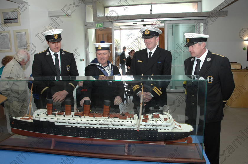 RM Titanic-11101496 
 Frank O'Sullivan CTS, A/S Brendan Fitzgerald, NS, Lt. Comdr. Mannix McAlister, NS, and Tim O'Sullivan, Chairman CTS, at the opening of the Cork Titanic Society members' model ships exhibition in the museum at Fitzgerald's Park. 
Picture: Richard Mills