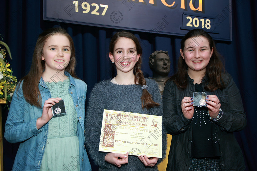 Feis22022018Thu27 
 27
Silver Medallist Emer Bradley from Blackrock; 3rd place Ciarnait Lyons from Glounthaune and Bronze Medallist Sadhbh David-O’Leary from The City Centre.
 Speech and Drama Classes: 363: Solo Verse Speaking Girls 12 Years and Under Section 1 Feis Maitiú 92nd Festival held in Fr. Mathew Hall. EEjob 22/02/2018 Picture: Gerard Bonus.