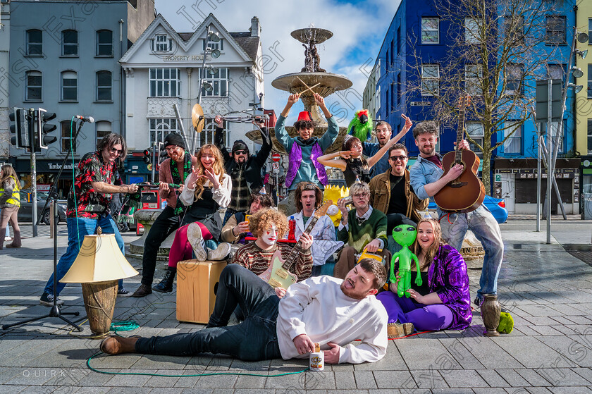 Damien Quirke240226008 
 Friends at Berwick Fountain, Grand Parade.
Music, Management & Sound Students from Cork College of FET - Tramore Road Campus 
Picture: Damien Quirke