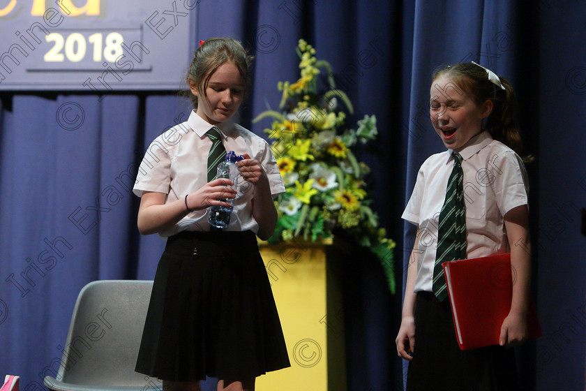 Feis24032018Sat20 
 19~21
Commended Caitlin and Lily McCarthy “Vickie Angel”.
 Speech and Drama Class: 312: Dramatic Duo 10 Years and Under Feis Maitiú 92nd Festival held in Fr. Mathew Hall. EEjob 24/03/2018 Picture: Gerard Bonus