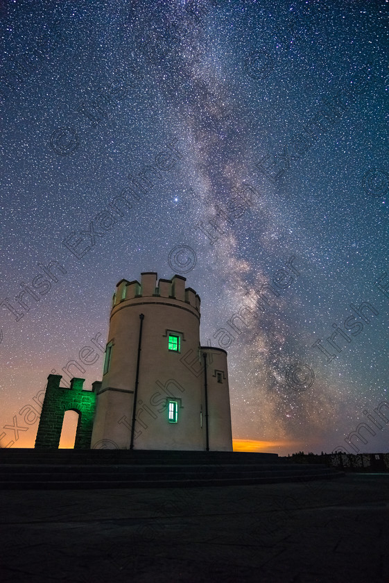 The Milky Way at Moher 
 A freshly renovated O'Briens Tower at The Cliffs of Moher stands proudly in front of the Milky Way on a beautifully clear night in Co. Clare. Photo: Gavin Sheehan.