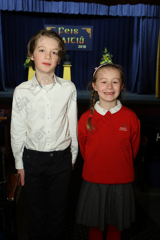 Feis21032018Wed03 
 3
Performer Marc Looney with his sister Isabel from Gaelscoil Uí Drisceoíl.

Labhairt na Filíocht agus Míreanna Drámaíochta Class: 516: Bhéarslabhairt 9 Bliana D’Aois Nó Faoina Roinn 1 Feis Maitiú 92nd Festival held in Fr. Mathew Hall. EEjob 21/03/2018 Picture: Gerard Bonus