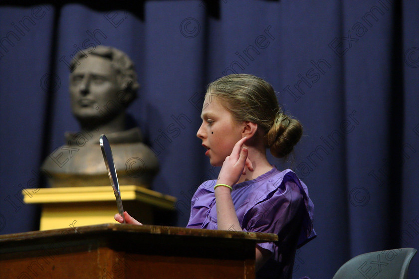 Feis16032018Fri18 
 17~18
Lily Rose Boundy performing “The Magic Miror”.
 Speech and Drama Class: 328: “The Fr. Nessan Shaw Memorial Perpetual Cup” Dramatic Solo 10 Years and Under Section 3 Feis Maitiú 92nd Festival held in Fr. Mathew Hall. EEjob 16/03/2018 Picture: Gerard Bonus.