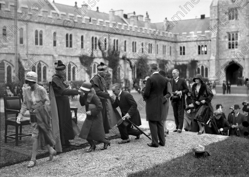 1230543 1230543 
 Queueing up to kiss the rings of bishops (including Daniel Cohalan of Cork on left) attending Catholic Emancipation celebrations at University College Cork 6/7/1929 Ref. 374A old black and white religion UCC