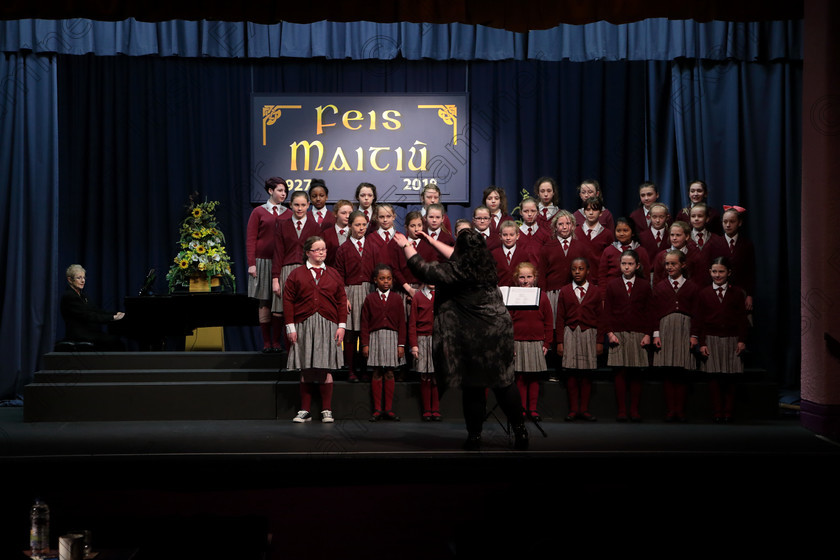 Feis12042018Thu22 
 22~27
St. Joseph’ Girls’ Choir Clonakilty singing “Lord of the Dance” and “Listen to The Rain” with Accompanist, Annabelle Adams and Conductor Joanne Walsh who went on to win the Trophy after their Bus broke down on the way to Feis. 
 Singing Class: 84: “The Sr. M. Benedicta Memorial Perpetual Cup” Primary School Unison Choirs Section 1 Feis Maitiú 92nd Festival held in Fr. Mathew Hall. EEjob 28/03/2018 Picture: Gerard Bonus