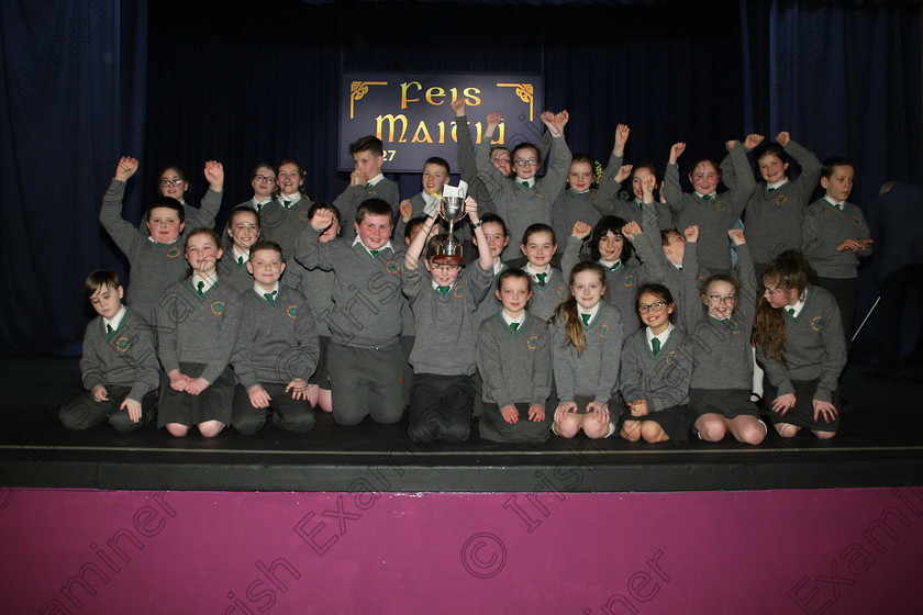 Feis23022018Fri60 
 56~60
Cup Winners An Teaghlaigh Ballyphehane.
 Speech and Drama Class: 476: “The Peg O’Mahony Memorial Perpetual Cup” Choral Speaking 4th Class Feis Maitiú 92nd Festival held in Fr. Mathew Hall. EEjob 23/02/2018 Picture: Gerard Bonus.