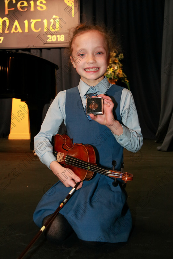 Feis29012018Mon49 
 49
Bronze Medallist, Caoimhe Murphy from Blackrock.
 EEjob 29/01/2018 
Feis Maitiú 92nd Festival held in Fr. Matthew Hall 
Picture: Gerard Bonus

Instrumental Music 
Class: 242: Violin Solo 8 years and under.