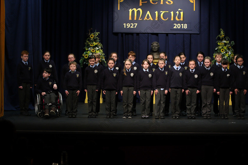 Feis23022018Fri41 
 41~47
Vicarstown NS performing.
 Speech and Drama Class: 476: “The Peg O’Mahony Memorial Perpetual Cup” Choral Speaking 4th Class Feis Maitiú 92nd Festival held in Fr. Mathew Hall. EEjob 23/02/2018 Picture: Gerard Bonus.