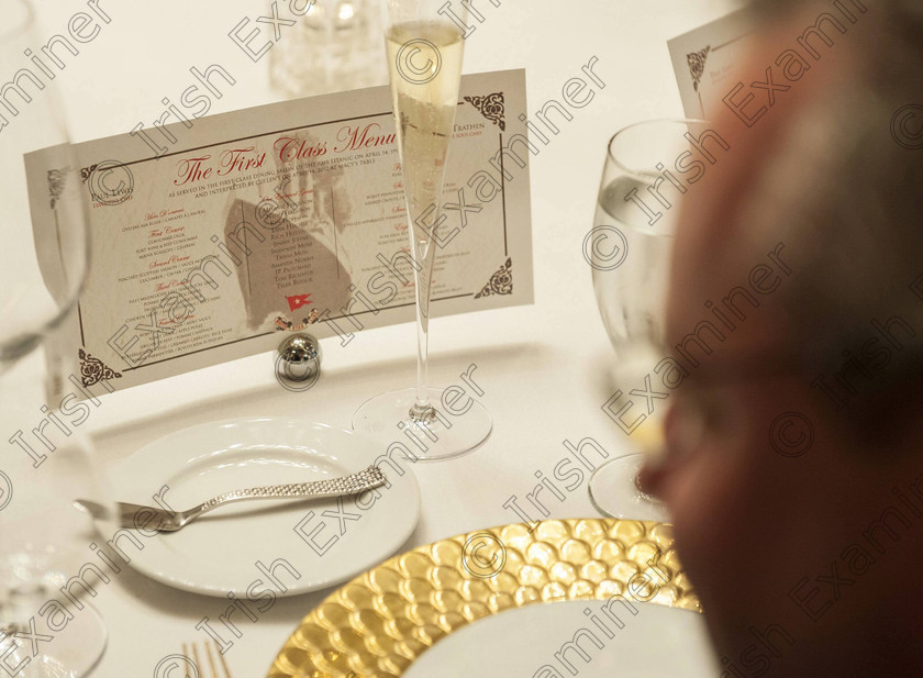 SEA Titanic 4 
 A menu is displayed during a re-creation of the final first class dinner served on the RMS Titanic, Saturday, April 14, 2012, in Houston. The Titanic sank in the North Atlantic Ocean April 15, 1912 after colliding with an iceberg during her maiden voyage from Southampton, England to New York. (AP Photo/Dave Einsel)