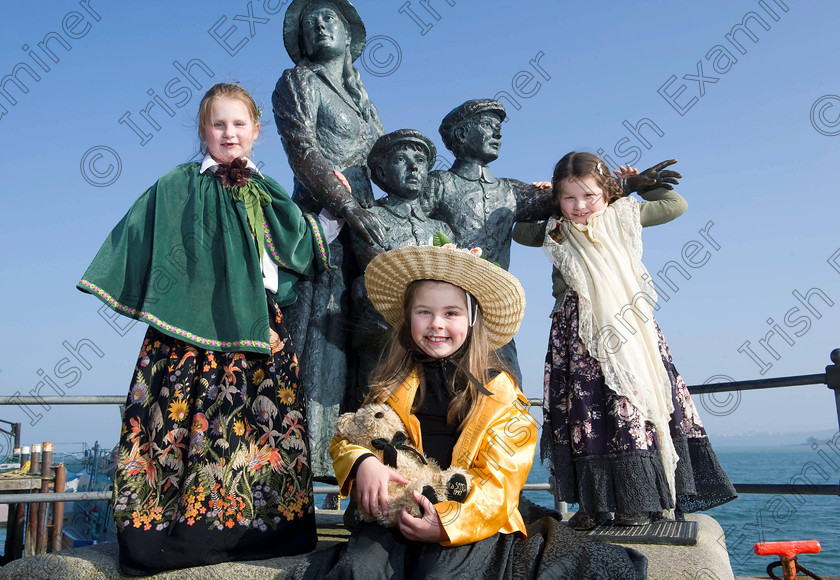 Titanic Cobh 244 
 Free Pic No Repro Fee
Leah Anderson ,Blathin Verwey and Caite Anderson from Cobh Get on Board for The Titanic Centenary events in Cobh. If you’re looking for a steer on how to be a part of the commemoration events around the 100th anniversary of The Titanic taking place, then anchor yourself in Cobh Co. Cork, then Queenstown, the Titanic’s last port of call where 123 passengers boarded the magnificent vessel. Cobh will play host to a memorable series of events from April 9-15 to remember The Titanic and the people associated with her. The events series, entitled Titanic100 Cobh 2012, has something for everyone from concerts to cruise liners, a vintage car show, a Titanic art display, lectures, exhibitions and museums, music recitals, a search and rescue display, a 10 mile road race, gala dinners, food and gift stalls, a remembrance service and a range of water activities and on-street entertainment for all throughout the week. The events will appeal to history buffs, culture vultures, adventure seekers, concert enthusiasts, food lovers, and families. See www.titanic100.ie
pictures Gerard McCarthy 087 8537228
more info contact Niamh Sullivan Hopkins Communications 021 4272200 087 0617705