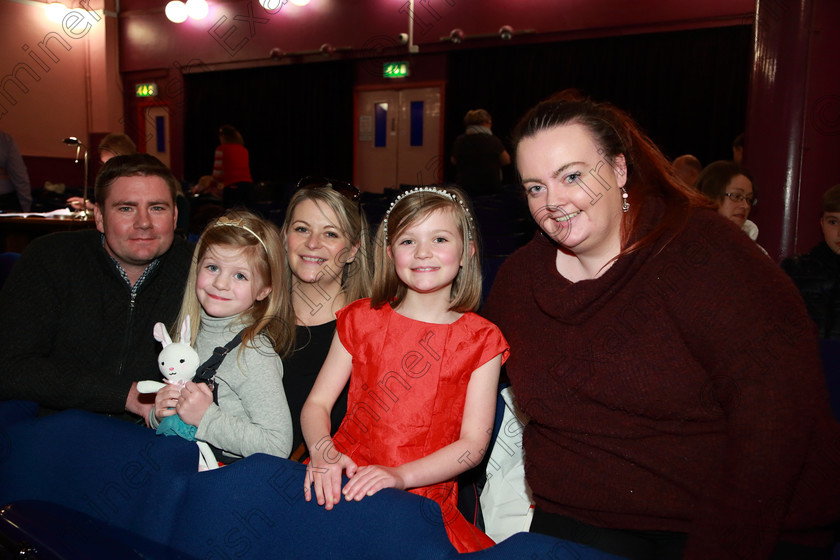 Feis0402109Mon06 
 Performer Aoife Farren from Co. Clare with her parents Danny and Denise, sister Cara and teacher Caithríona Moloney.

Class: 242: Violin Solo 8 Years and Under (a) Carse–Petite Reverie (Classical Carse Bk.1) (b) Contrasting piece not to exceed 2 minutes.

Feis Maitiú 93rd Festival held in Fr. Matthew Hall. EEjob 04/02/2019. Picture: Gerard Bonus