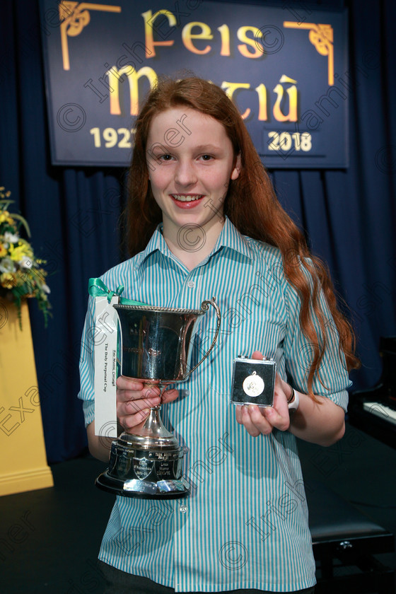 Feis01022018Thu20 
 20
Cup winner and Silver Medallist Orla Gleeson from Bishopstown was given 90 marks representing the adjudicator’s highest mark awarded in three years.
 Instrumental Music Class: 213: “The Daly Perpetual Cup”
Woodwind 14Years and Under. Feis Maitiú 92nd Festival held in Fr. Matthew Hall. EEjob 01/02/2018 Picture: Gerard Bonus.