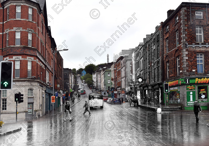 Cork-Cityb4-mix-hires 
 For 'READY FOR TARK'
View of Bridge Street, Cork in March 1937 Ref. 398B Old black and white busses city