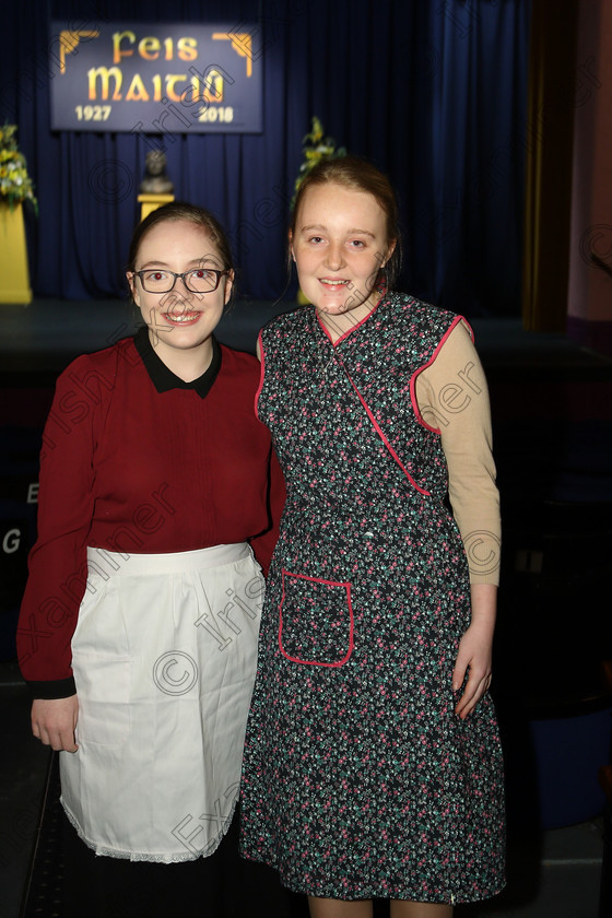 Feis14032018Wed47 
 47
Sarah Barry and Clíona Scully from Douglas performed “The Cripple of Inishmaan”.
 Speech and Drama Class: 309: “The Gertrude Gordon Memorial Perpetual Shield” Dramatic Duo Under 17 Years Feis Maitiú 92nd Festival held in Fr. Mathew Hall. EEjob 14/03/2018 Picture: Gerard Bonus.