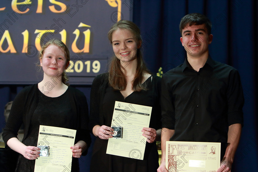 Feis0602109Wed41 
 41
2nd place and Silver Medallist Catherine Cotter from Mullingar; Winner and Gold Medallist Zoë Nagle from Douglas and 3rd place Michael Murphy from College.

Class: 246: Violoncello Concerto One Movement from a Concerto.

Feis Maitiú 93rd Festival held in Fr. Matthew Hall. EEjob 06/02/2019. Picture: Gerard Bonus