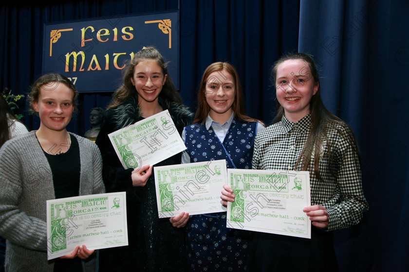 Feis20022018Tue89 
 89
Commended Lucy Harty from The City Centre; Joy O’Kelly from Wilton; Eibhe McManamy from Douglas and Kate Tompkins from Bishopstown.
 Speech and Drama Class: 326: “The James O’Donovan Memorial Perpetual Cup” “Year sand Dramatic Solo 14 Section 2 Under Feis Maitiú 92nd Festival held in Fr. Mathew Hall. EEjob 20/02/2018 Picture: Gerard Bonus.