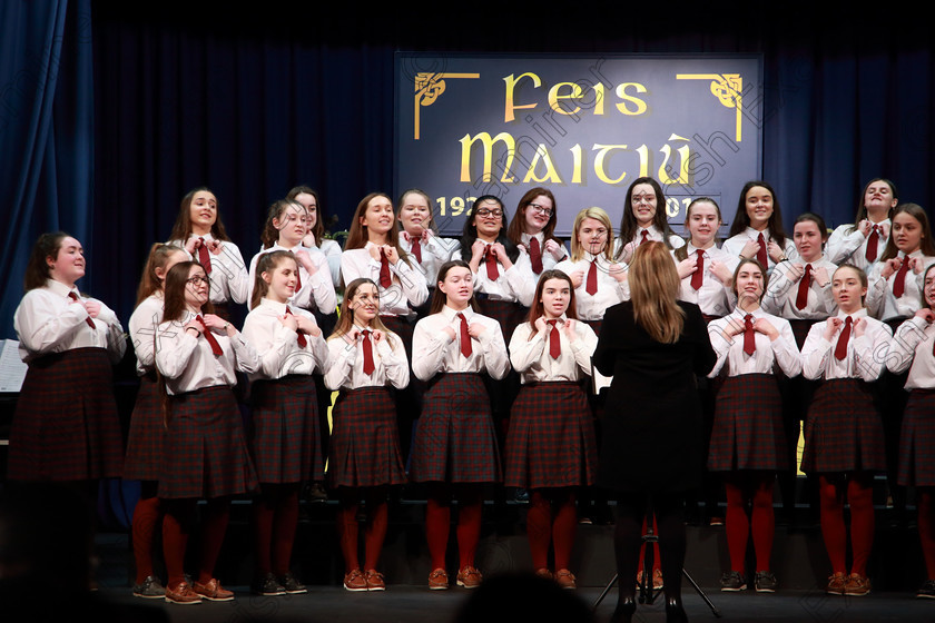 Feis27022019Wed27 
 24~27
Sacred Heart School Tullamore singing “Puttin on the Ritz” by Fred Astaire conducted by Regina McCarthy.

Class: 77: “The Father Mathew Hall Perpetual Trophy” Sacred Choral Group or Choir 19 Years and Under Two settings of Sacred words.
Class: 80: Chamber Choirs Secondary School

Feis Maitiú 93rd Festival held in Fr. Mathew Hall. EEjob 27/02/2019. Picture: Gerard Bonus