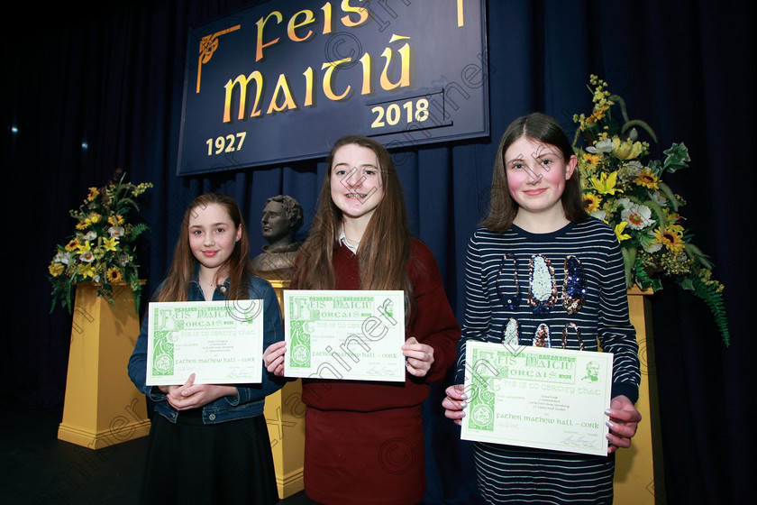 Feis22022018Thu26 
 26
Commended Arwen O’Donoghue from Roberts Cove; Gráinne Steel from Castlemartyr and Grace Forde from Glenville.
 Speech and Drama Classes: 363: Solo Verse Speaking Girls 12 Years and Under –Section 1
Feis Maitiú 92nd Festival held in Fr. Mathew Hall. EEjob 22/02/2018 Picture: Gerard Bonus.