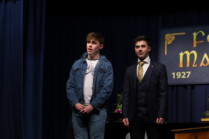 Feis15032018Thu16 
 16~18
Cup Winners and Silver Medallists; Shane Downey and Andrew Lane from Douglas performing “What Will I Do”.
 Speech and Drama Class: 336: “The Trevor Ryan Perpetual Cup” Musical Drama Duo18 Years and Under Feis Maitiú 92nd Festival held in Fr. Mathew Hall. EEjob 15/03/2018 Picture: Gerard Bonus.