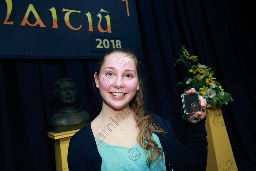 Feis20022018Tue92 
 92
Bronze Medallist Emily De Bhal from Bishopstown.
 Speech and Drama Class: 326: “The James O’Donovan Memorial Perpetual Cup” “Year sand Dramatic Solo 14 Section 2 Under Feis Maitiú 92nd Festival held in Fr. Mathew Hall. EEjob 20/02/2018 Picture: Gerard Bonus.