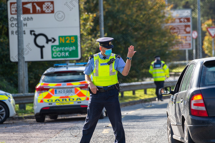 adrian-lemasney 
 Sgt. Adrian Lemasney, Midleton on Covid-19 regulations checkpoint duty at Cobh Cross, Cork. Picture Dan Linehan