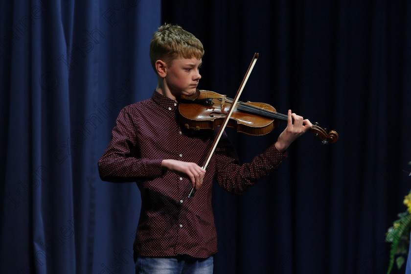 Feis09022018Fri14 
 14
Conor Galvin performing.
 Instrumental Music Class: 232: “The Houlihan Memorial Perpetual Cup” 
String Repertoire 14 Years and Under Feis Maitiú 92nd Festival held in Fr. Mathew Hall. EEjob 09/02/2018 Picture: Gerard Bonus.