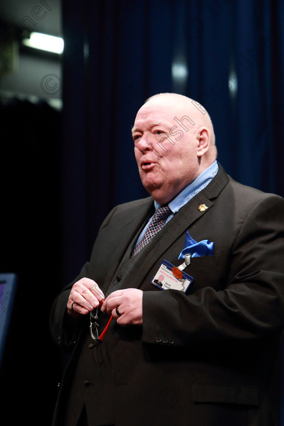 Feis0503202025 
 25
Speech & Drama – Section I Adjudicator: David Fonville announcing the awards.

Class:328: “The Fr. Nessan Shaw Memorial Perpetual Cup” Dramatic Solo 10 Years and Under

Feis20: Feis Maitiú festival held in Father Mathew Hall: EEjob: 05/03/2020: Picture: Ger Bonus.