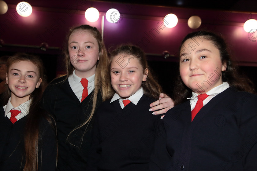 Feis12042018Thu04 
 4
Sophie McCormac, Victoria and Samantha O’Donoghue, Cousins and Isabella Sezer from Presentation Primary Fermoy.
 Singing Class: 84: “The Sr. M. Benedicta Memorial Perpetual Cup” Primary School Unison Choirs Section 1 Feis Maitiú 92nd Festival held in Fr. Mathew Hall. EEjob 28/03/2018 Picture: Gerard Bonus