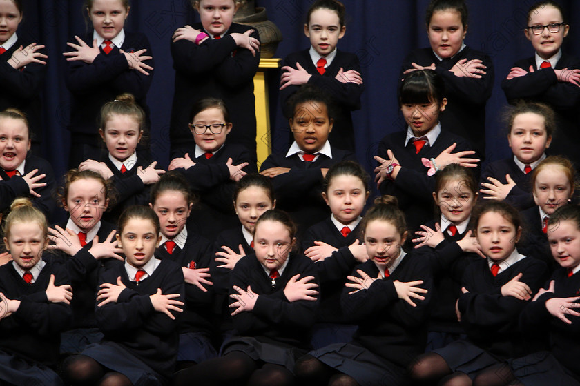 Feis23022018Fri20 
 15~31
St. Vincent’s 4th Class performing.
 Speech and Drama Class: 476: “The Peg O’Mahony Memorial Perpetual Cup” Choral Speaking 4th Class Feis Maitiú 92nd Festival held in Fr. Mathew Hall. EEjob 23/02/2018 Picture: Gerard Bonus.