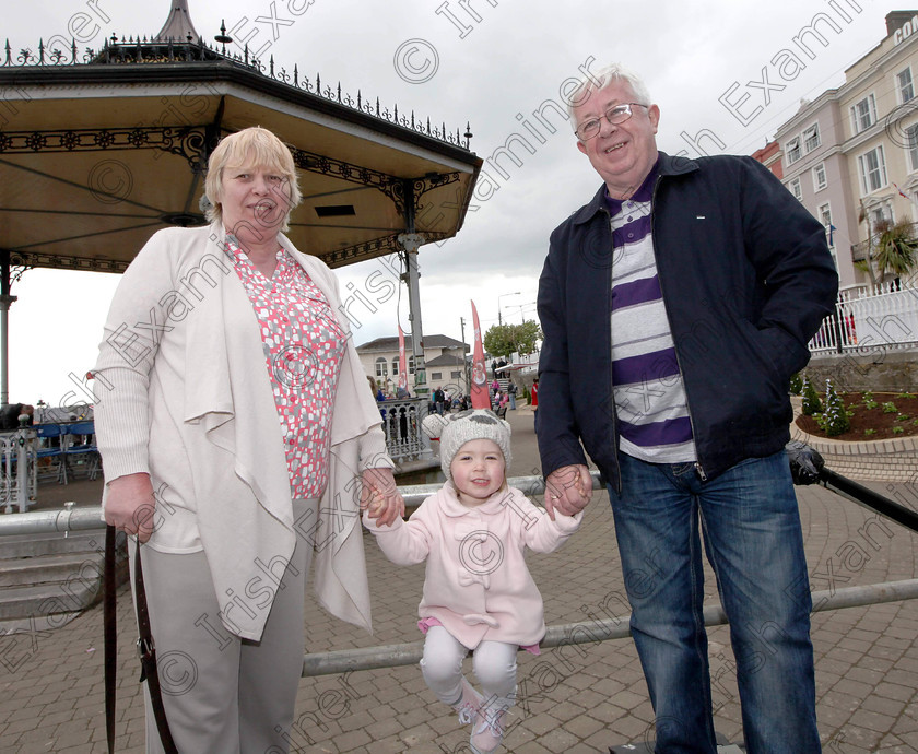 JH Cobh Rescue Display 10 
 ECHO NEWS: 14/04/2012; Ann and Eddie Haslan, Dublin, with their granddaughter, Tessa Hartnell, Cobh, at a special search and rescue display by the Irish Coast Guard in Cobh to commemorate the 100th anniversary of the sinking of The Titanic. Picture; John Hennessy (Further Info, Vincent Farr, Crosshaven coastguard, 086 8501802)