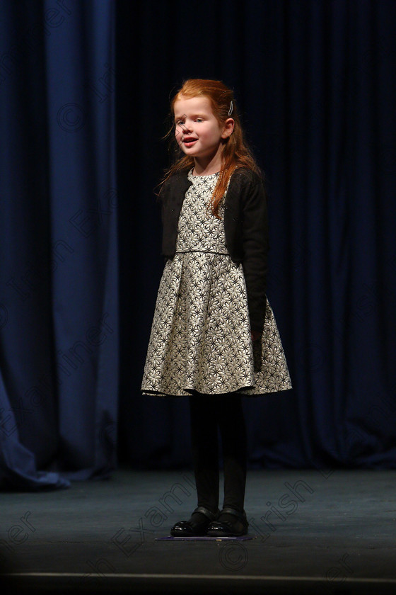 Feis24022018Sat50 
 50
Clara McCarthy performing.
 Speech and Drama Class: 369: Solo Verse Speaking Girls 6 Years and Under Section 3 Feis Maitiú 92nd Festival held in Fr. Mathew Hall. EEjob 24/02/2018 Picture: Gerard Bonus.