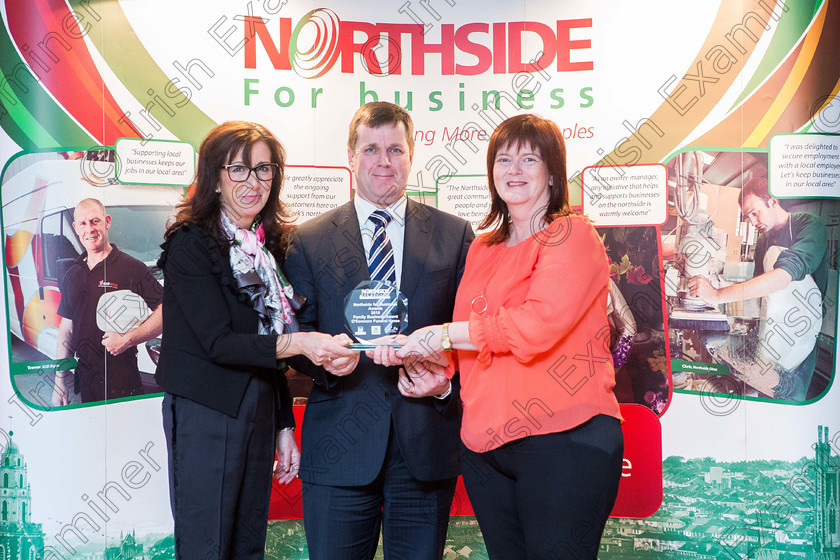 Brian-O Con-nor-IMG 3214 
 15/03/2018 - REPRO FREE 
Geraldine, with her brother Brian O'Connor, of O'Connor Funeral Homes accepting the Family Business Award from Audrey Houlihan, Branch Manager, AIB Blackpool, at The Northside For Business Awards, Held at The Ambassador Hotel, Cork, on Thursday Night
Picture: Michael O'Sullivan/OSM Photo