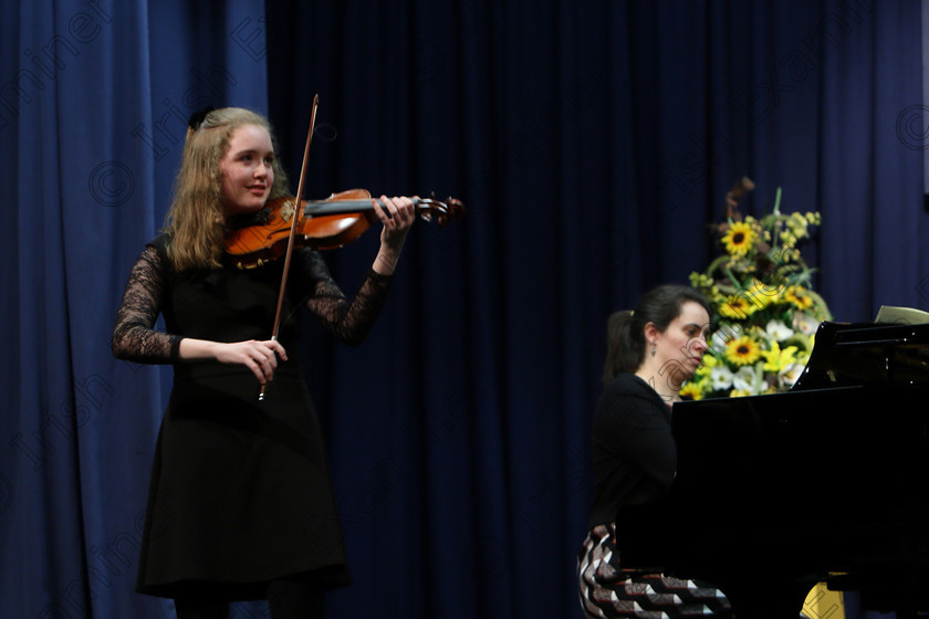 Feis31012018Wed25 
 25
Helen Ruthledge from Blackrock giving a Cup and Gold Medal performance of Mendelssohn Violin Concerto 3rd movement with accompanist, Ciara Moroney. 
 Instrumental Music; Class: 236 “The Shanahan & Co. Perpetual Cup”: Advance Violin, one movement from a Concerto; Feis Maitiú 92nd Festival held in Fr. Matthew Hall. EEjob 31/01/2018. Picture: Gerard Bonus.