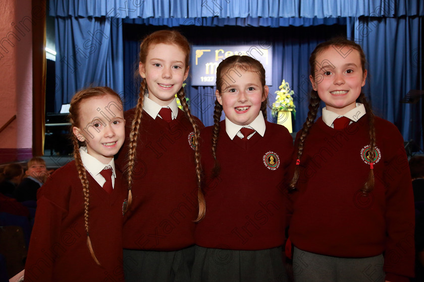 Feis28022019Thu32 
 32
Leah Morrison, Joe Byrne, Alex Kelly and Molly Brierley from Gaelscoil Uí Eigeartaigh Cobh.

Class: 85: The Soroptimist International (Cork) Perpetual Trophy and Bursary”
Bursary Value €130 Unison or Part Choirs 13 Years and Under Two contrasting folk songs.

Feis Maitiú 93rd Festival held in Fr. Mathew Hall. EEjob 28/02/2019. Picture: Gerard Bonus