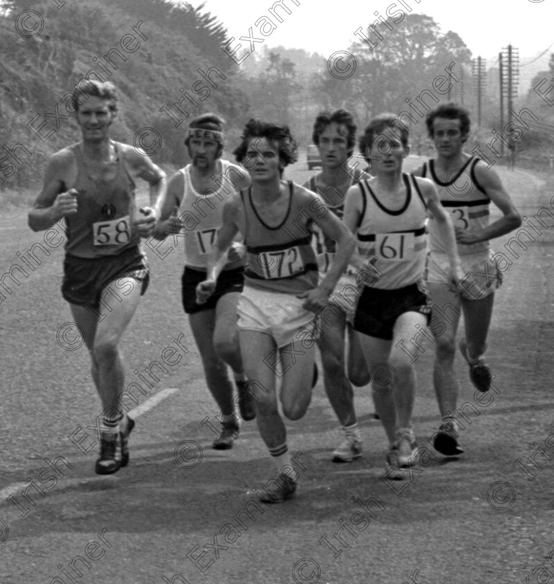 metricmarathon123 
 ** PIC FOR PHOTO SALES ** 30/08/1981 Eventual winner Richard Crowley of St. Finbarrs (58) takes to the outside as the leading group pulls away from the field during the Metric Marathon in Mallow. 30/08/1981 REF: 251/189