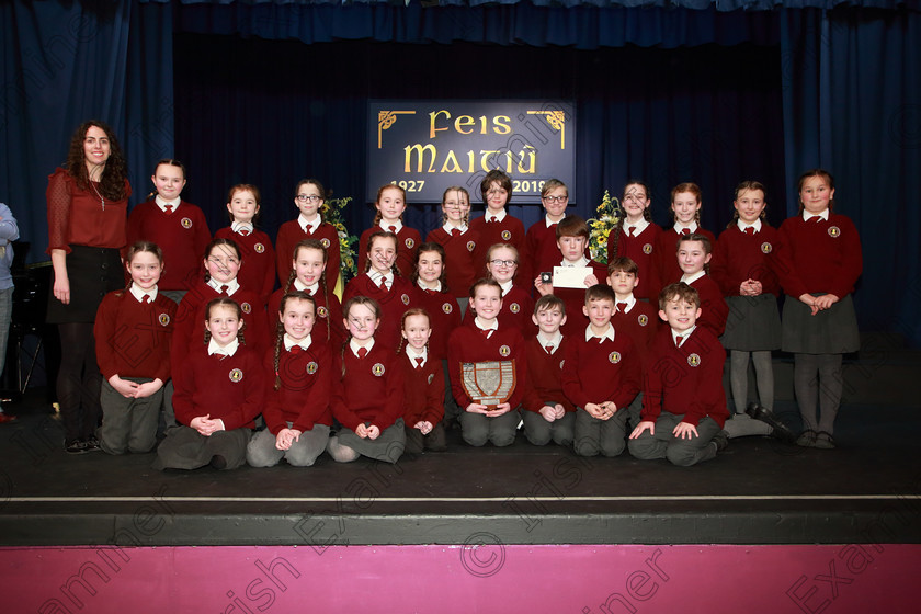 Feis28022019Thu52 
 52
Perpetual Trophy and Bursary” Bursary Value €130 winners Gaelscoil Uí Eigeartaigh Cobh with Teacher Siobhán de Cógáin;

Class: 85: The Soroptimist International (Cork) Perpetual Trophy and Bursary”
Bursary Value €130 Unison or Part Choirs 13 Years and Under Two contrasting folk songs.

Feis Maitiú 93rd Festival held in Fr. Mathew Hall. EEjob 28/02/2019. Picture: Gerard Bonus