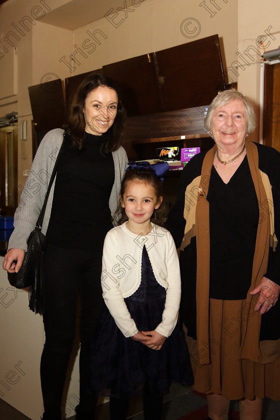 Feis27032018Tue10 
 10
Performer Layla Moloney from Carrigtwohill with her mother Sharon and Granny Betty.
 Singing Class: 55: Girls Solo Singing 9 Years and Under Feis Maitiú 92nd Festival held in Fr. Mathew Hall. EEjob 27/03/2018 Picture: Gerard Bonus