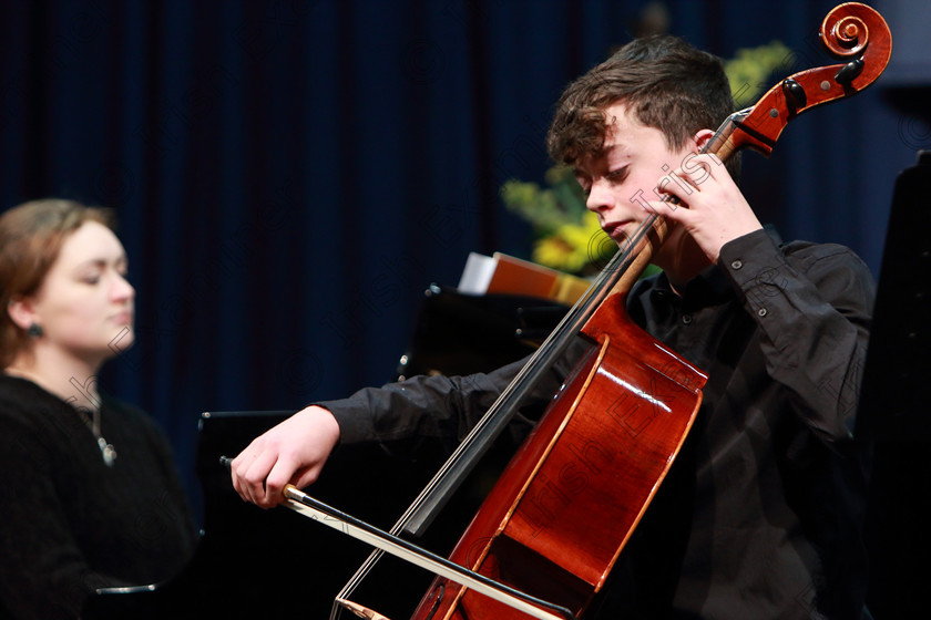 Feis0502109Tue31 
 31~32
Eoin Quirke performing accompanied by Ellen Jansson.

Class: 232: “The Houlihan Memorial Perpetual Cup” String Repertoire 14 Years and Under Programme of contrasting style and period, time limit 12 minutes.

Feis Maitiú 93rd Festival held in Fr. Matthew Hall. EEjob 05/02/2019. Picture: Gerard Bonus