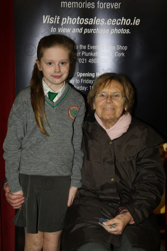 Feis23022018Fri50 
 50
Performer Saorla McHale from An Teaghlaigh Ballyphehane with her Gran Betty McHale.
 Speech and Drama Class: 476: “The Peg O’Mahony Memorial Perpetual Cup” Choral Speaking 4th Class Feis Maitiú 92nd Festival held in Fr. Mathew Hall. EEjob 23/02/2018 Picture: Gerard Bonus.