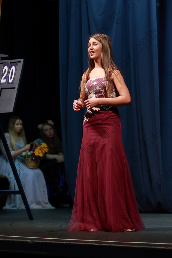 Feis26022019Tue81 
 81~82
Silver Medal: Katelyn Davis from Broadford Co. Limerick singing “On My Lips Every Kiss Is Like Wine”.

Class: 20: “The Junior Light Opera Perpetual Trophy” Solo Light Opera 17 Years and Under Solo from any Light Opera.

Feis Maitiú 93rd Festival held in Fr. Mathew Hall. EEjob 26/02/2019. Picture: Gerard Bonus