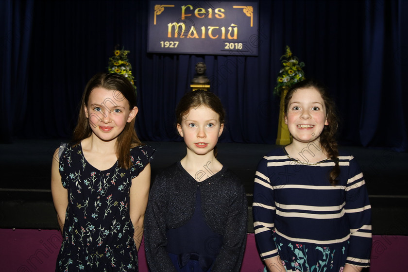 Feis25032018Sun29 
 29
Performers Olivia Lynch, Laura Moore and Saoirse Barry from Waterfall.
 Speech and Drama Class: 365: Solo Verse Speaking Girls 10 Years and Under Section 5 Feis Maitiú 92nd Festival held in Fr. Mathew Hall. EEjob 25/03/2018 Picture: Gerard Bonus