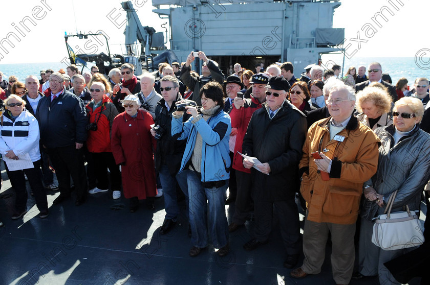 EOH Titanic wreath l101478 
 Part of the crowd on board the LE Eithne yesterday, prior to the wreath at the spot where the Titanic berthed outside Cork harbour 100 years ago,. 
Picture: Eddie O'Hare