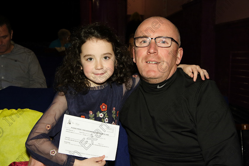 Feis27032018Tue18 
 18
Performer Brooke McCarthy from Togher with her dad Dan.
 Singing Class: 56: 7 Years and Under Crawley The Penguin Dance Feis Maitiú 92nd Festival held in Fr. Mathew Hall. EEjob 27/03/2018 Picture: Gerard Bonus