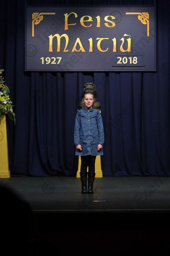 Feis12032018Mon14 
 14
Emma O’Sullivan reciting her poem
 Speech and Drama Class: 365: Solo Verse Speaking Girls 10 Years and Under Section 4 Feis Maitiú 92nd Festival held in Fr. Mathew Hall. EEjob 12/03/2018 Picture: Gerard Bonus