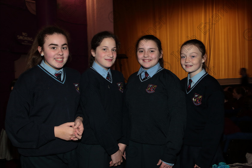 Feis12042018Thu31 
 31
Chloe Hennessy, Sarah Kate O’Meara, Saoirse McSweeney and Shauna O’Connor, Scoil Aiseiri Chríost Senior Choir Coaches.
 Singing Class: 84: “The Sr. M. Benedicta Memorial Perpetual Cup” Primary School Unison Choirs Section 1 Feis Maitiú 92nd Festival held in Fr. Mathew Hall. EEjob 28/03/2018 Picture: Gerard Bonus