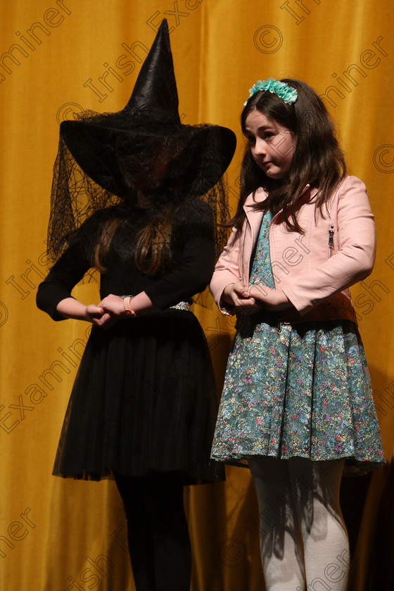 Feis24032018Sat46 
 46~47
Cliodhna Higgins and Amy Heffernan performing “Lizzie Dripping”.
 Speech and Drama Class: 312: Dramatic Duo 10 Years and Under Feis Maitiú 92nd Festival held in Fr. Mathew Hall. EEjob 24/03/2018 Picture: Gerard Bonus